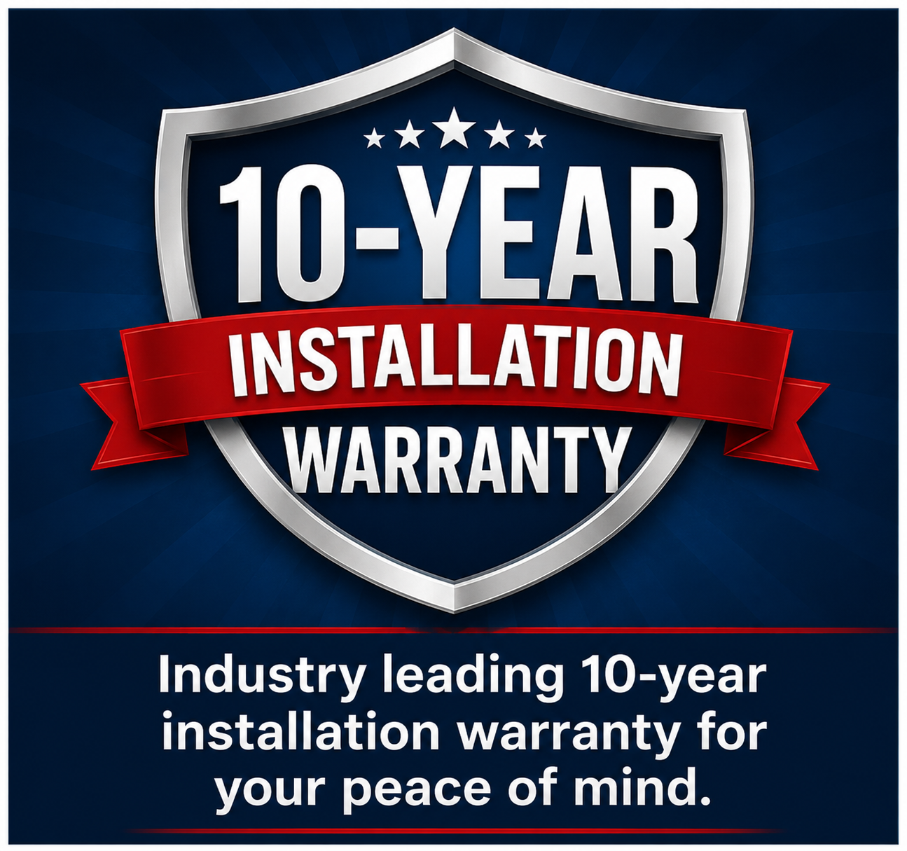 10-Year Installation Warranty badge from D & L Mechanical Services for new HVAC system installations in Fredericksburg, VA, backed by an industry-leading workmanship warranty.
