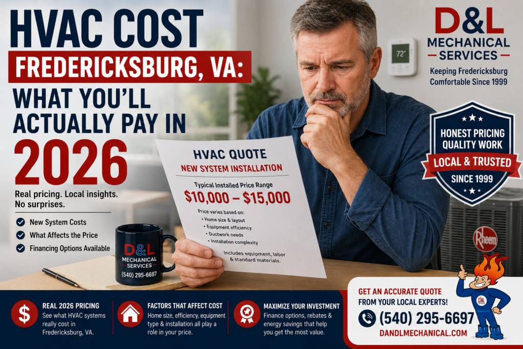 hvac cost fredericksburg va