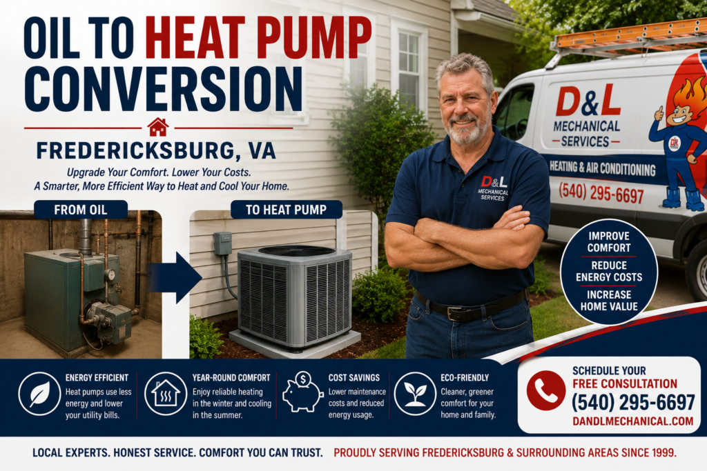 oil to heat pump conversion fredericksburg va